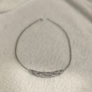 Silver braided stone necklace